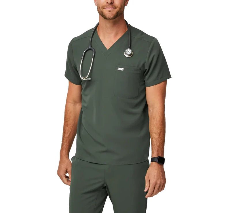 FIGS Men's Leon Three Pocket Scrub Top Moss