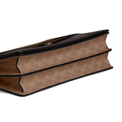 Coach Women's Klare Envelope Crossbody Bag In Blocked Signature Canvas Gold/Walnut/Tan