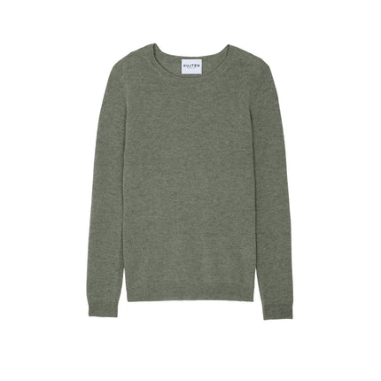 KUJTEN Women's Charly Round Neck Cashmere Sweater Khaki