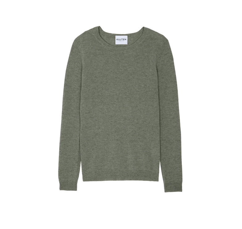 KUJTEN Women's Charly Round Neck Cashmere Sweater Khaki