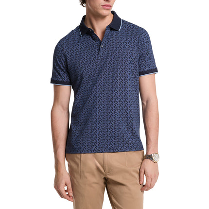 Michael Kors Men's Greenwich Signature Logo Print Cotton Polo Shirt Midnight