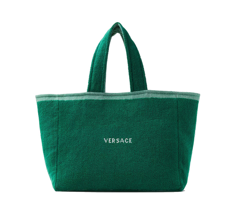Versace Women's Cotton Terry Jacquard Tote Green