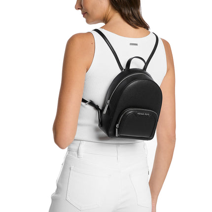 Michael Kors Women's Jaycee Extra-Small Pebbled Leather Convertible Backpack Silver/Black