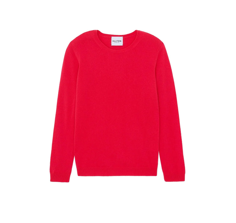 KUJTEN Women's Charly Round Neck Cashmere Sweater Coral