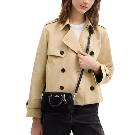 Coach Women's Mini Rowan Crossbody Bag With Cherry Charm Black/Silver