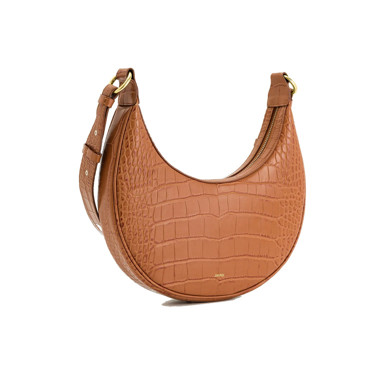 JW PEI Women's Carly Saddle Bag Acorn Brown Croc