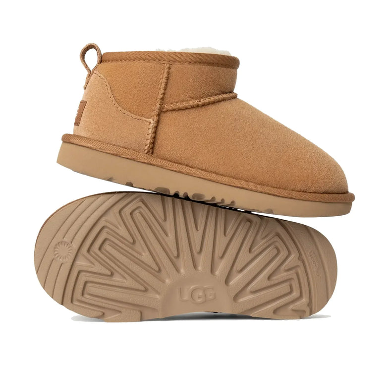 UGG Classic Ultra Mini çocuk botu, kahverengi (chestnut) süet