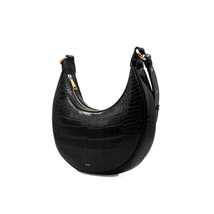 JW PEI Women's Carly Saddle Bag Black Croc