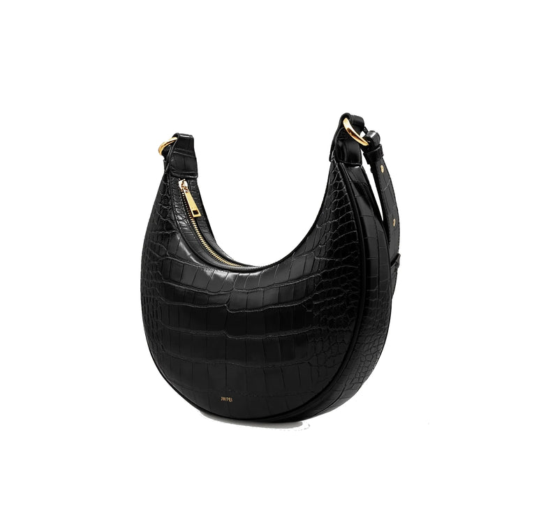 JW PEI Women's Carly Saddle Bag Black Croc