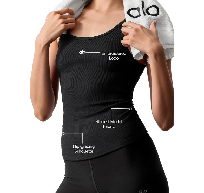 alo Women's Ribbed Prosper Tank Black