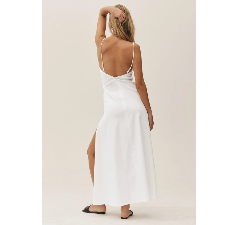 alo Women's Linen Blend Riviera Maxi Dress White