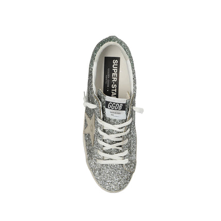 Golden Goose Women's Super Star with Glitter Upper and Silver Metallic Leather Star 2