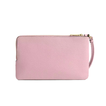 Coach Women's Double Zip Wallet In Signature Denim Gold/Light Pink