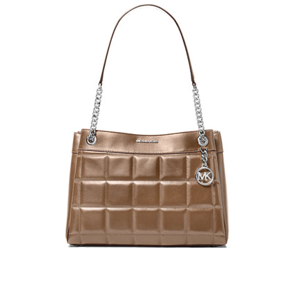 Michael Kors Women's Susan Medium Quilted Leather Tote Bag Driftwood