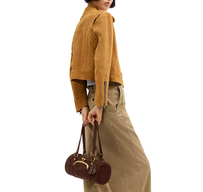 Coach Women's Kisslock Barrel Bag 28 Brass/Dark Chocolate