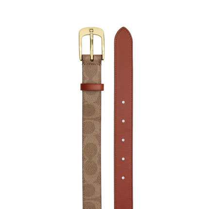 Coach Women's C Harness Buckle Belt, 25 Mm Gold/Tan Caramel