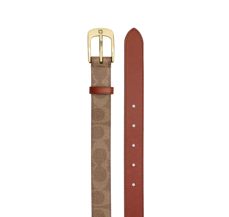 Coach Women's C Harness Buckle Belt, 25 Mm Gold/Tan Caramel