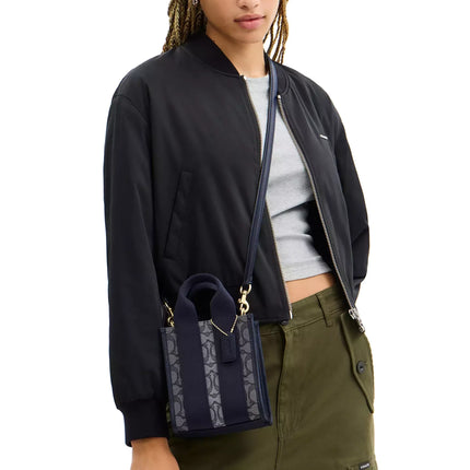 Coach Women's Smith Mini Tote Bag In Signature Jacquard Gold/Navy/Midnight Navy