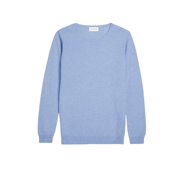 KUJTEN Women's Charly Round Neck Cashmere Sweater Sky Blue