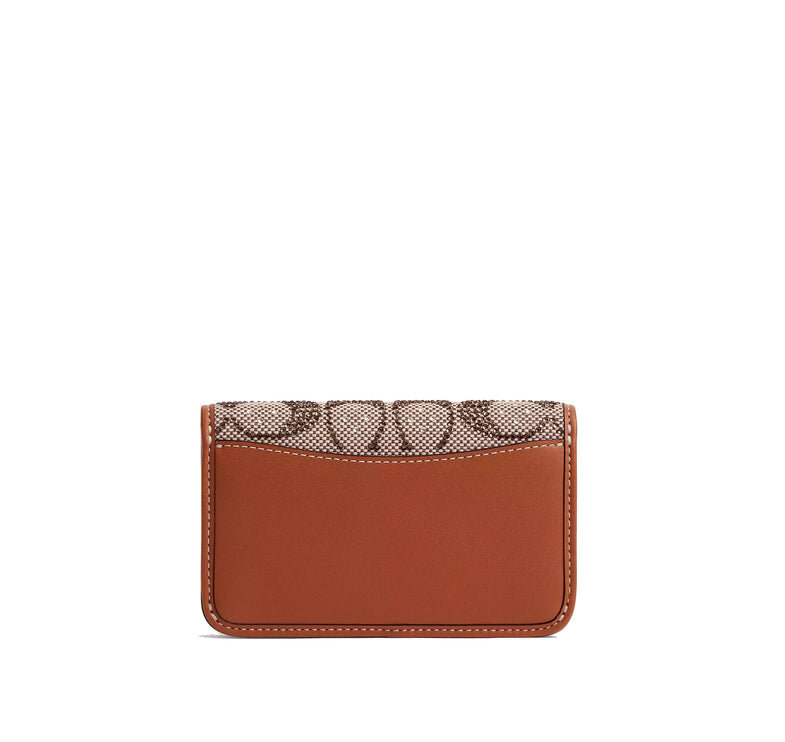 Coach Women's Essential Slim Card Case In Crystal Signature Jacquard Silver/Burnished Amber
