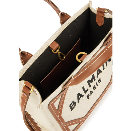 Balmain Women's B-Army Small Canvas Tote Bag Beige