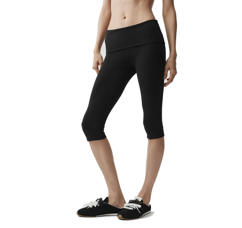 alo Women's ALO Softsculpt Low-Rise Foldover Capri Black