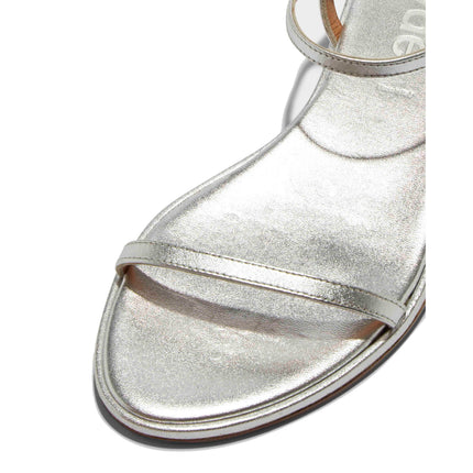 AEYDE Women's Nettie Leather Sandals Silver Nappa
