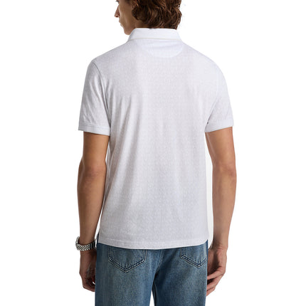 Michael Kors Men's Greenwich Signature Logo Print Cotton Polo Shirt White