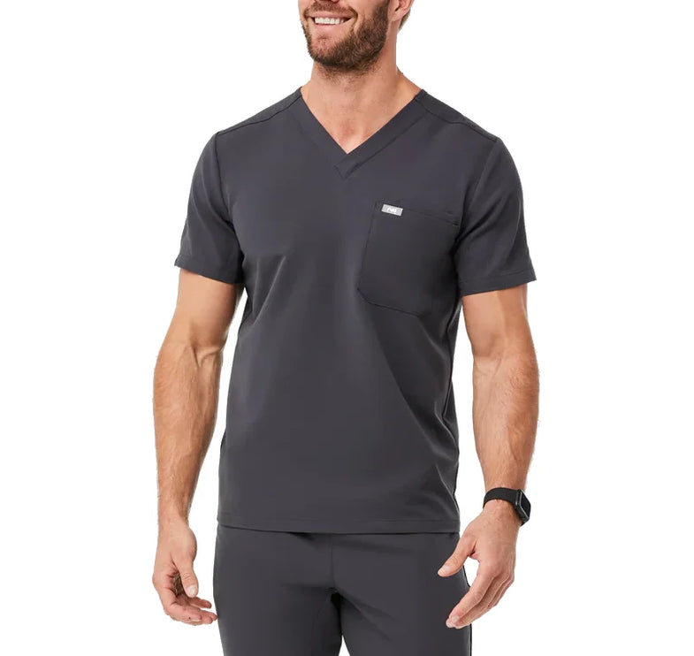 FIGS Men's Leon Three Pocket Scrub Top Charcoal