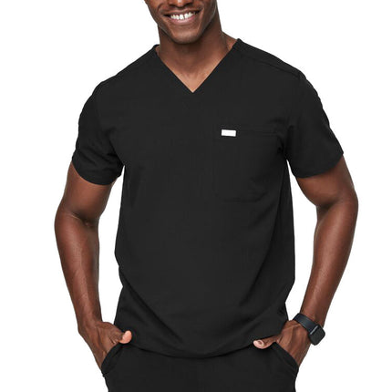 FIGS Men's Leon Three Pocket Scrub Top Black