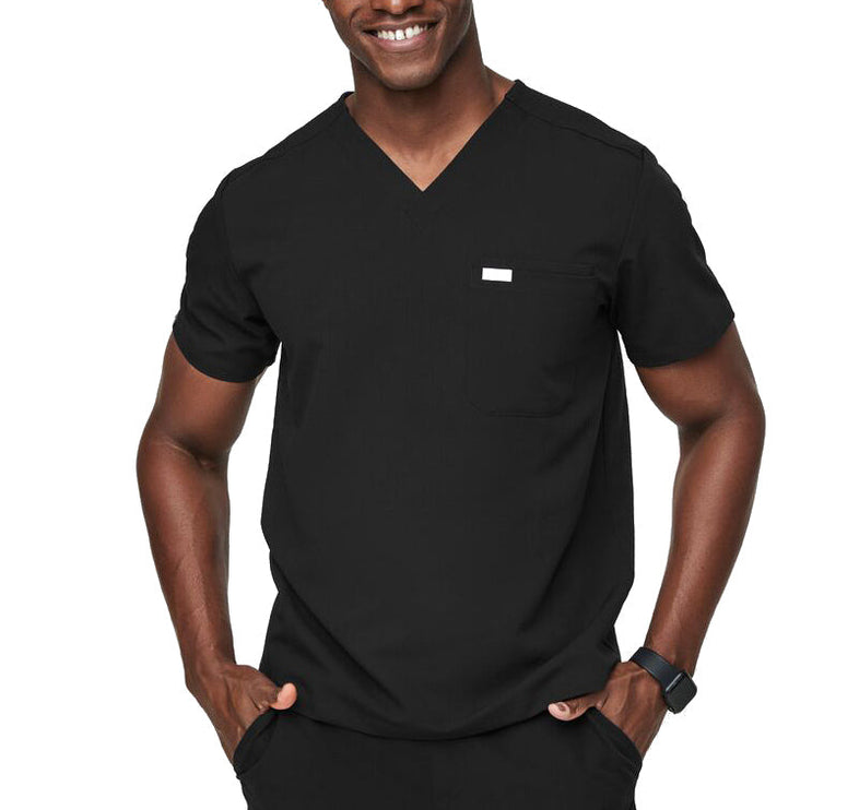 FIGS Men's Leon Three Pocket Scrub Top Black