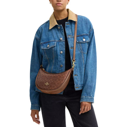 Coach Women's Aria Shoulder Bag In Signature Canvas Gold/Brown/Copper