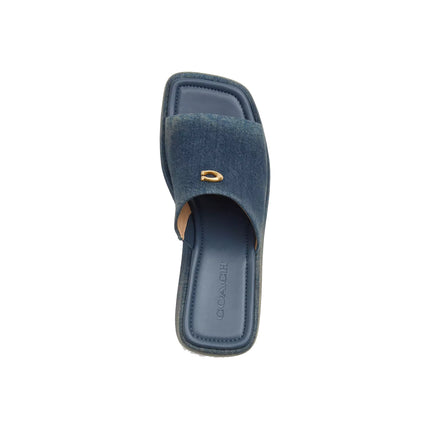 Coach Women's Marie Platform Sandal In Loved Denim Dark Indigo