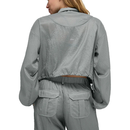 alo Women's Game Time Full Zip Jacket Lunar Grey