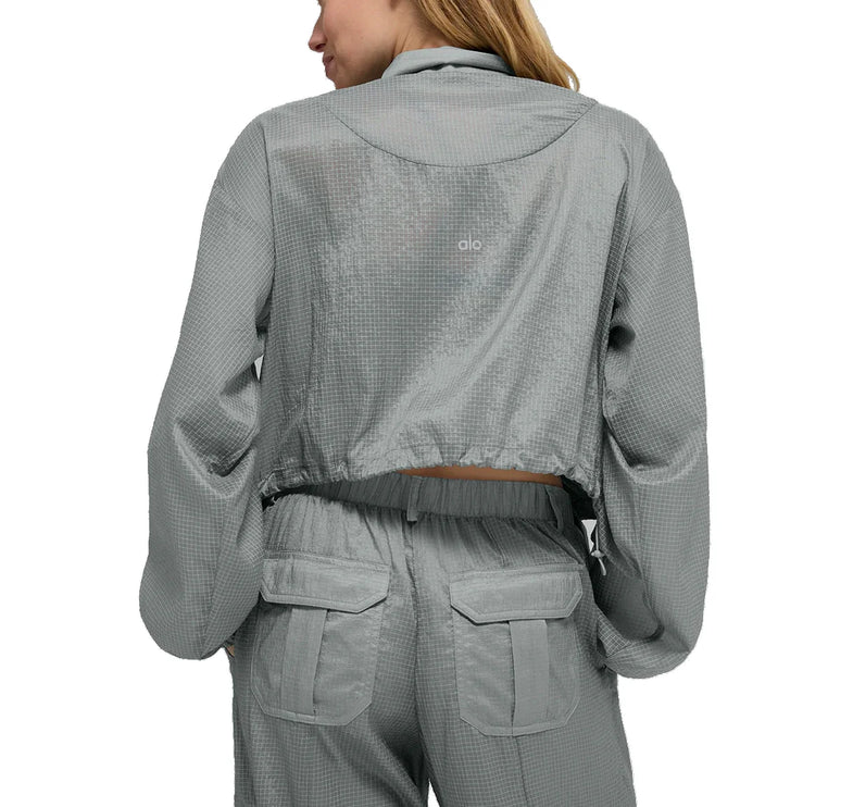 alo Women's Game Time Full Zip Jacket Lunar Grey