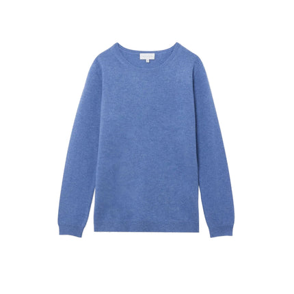 KUJTEN Women's Charly Round Neck Cashmere Sweater Denim Blue