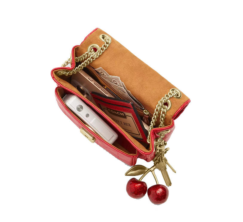 Coach Women's Elodie Crossbody Bag 18 With Quilting Gold/Candy Apple