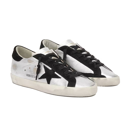Golden Goose Women's Super-Star in Silver Leather with Contrasting Inserts