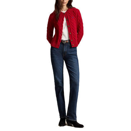 Polo Ralph Lauren Women's Cable-Knit Wool-Cashmere Cardigan University Red