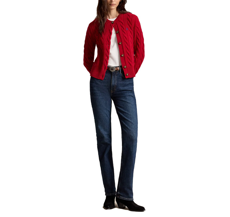 Polo Ralph Lauren Women's Cable-Knit Wool-Cashmere Cardigan University Red