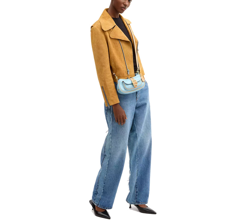 Coach Women's Ashton Mini Shoulder Bag In Signature Leather Gold/Light Blue