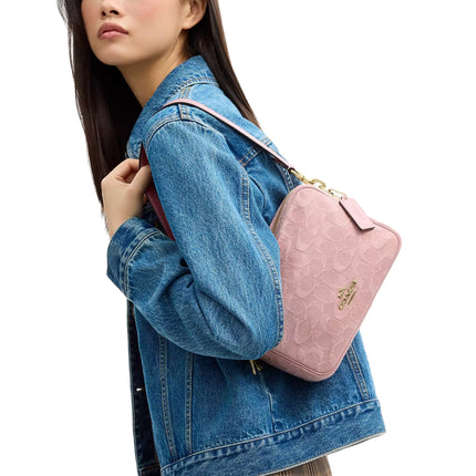 Coach Women's Carey Crossbody Bag In Signature Denim Gold/Light Pink