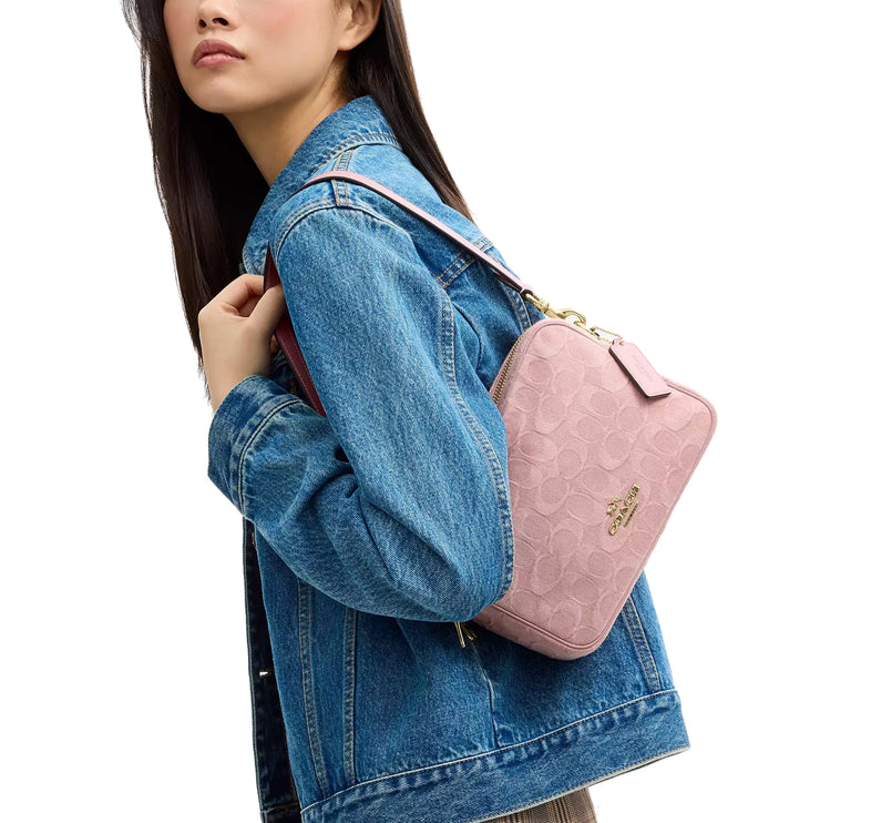 Coach Women's Carey Crossbody Bag In Signature Denim Gold/Light Pink