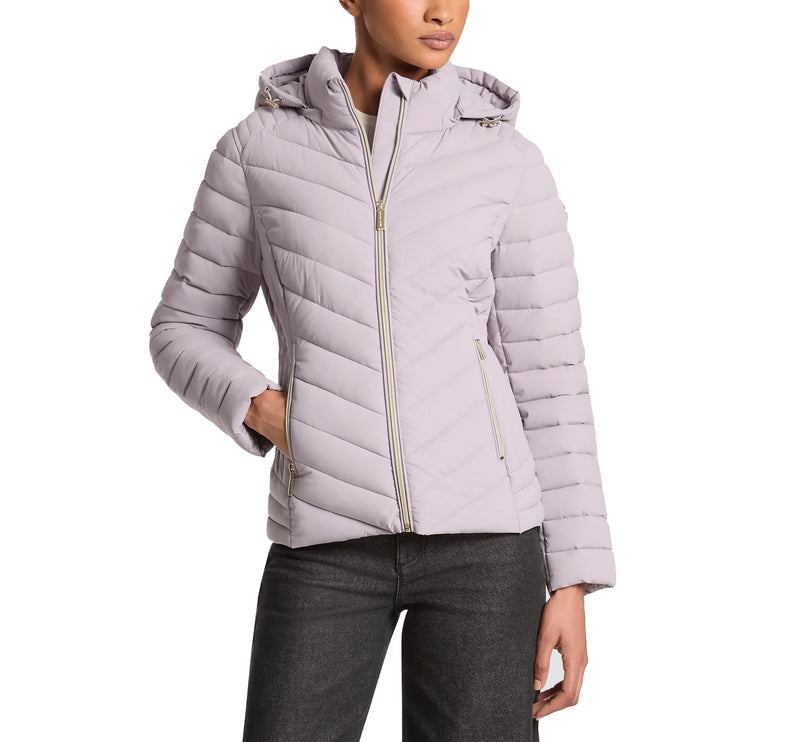 Michael Kors Women's Chevron Quilted Jacket Lilac