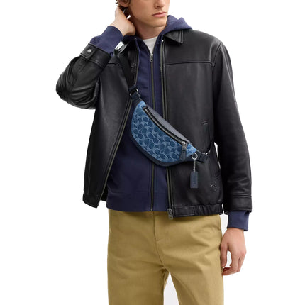 Coach Unisex Warren Mini Belt Bag In Signature Denim Silver/Denim