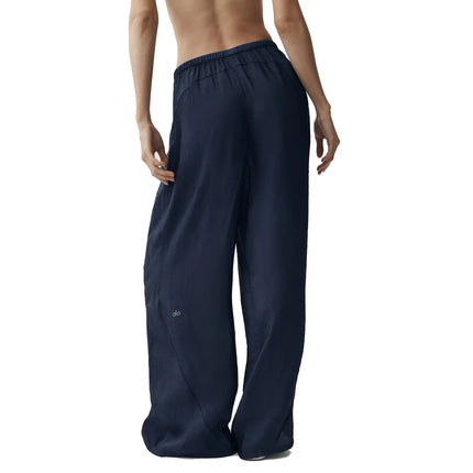 alo Women's Semi-Sheer Golden Hour High-Waist Straight Leg Pant Navy