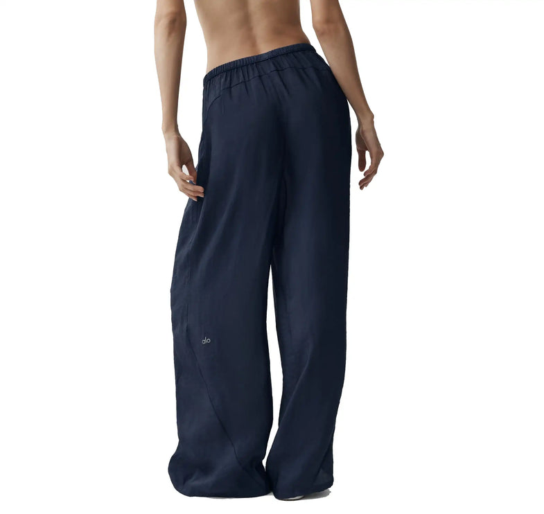 alo Women's Semi-Sheer Golden Hour High-Waist Straight Leg Pant Navy