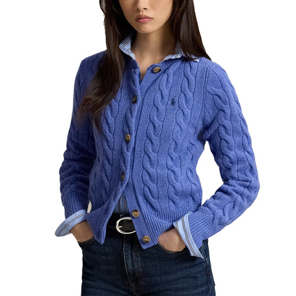 Polo Ralph Lauren Women's Cable-Knit Wool-Cashmere Cardigan Dockside Blue Heather