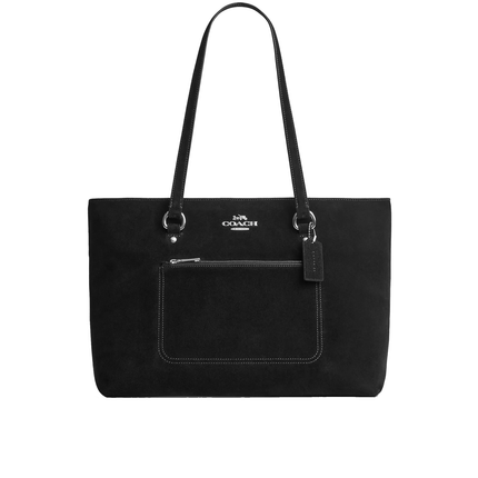 Coach Women's Station Tote Bag Suede/Silver/Black