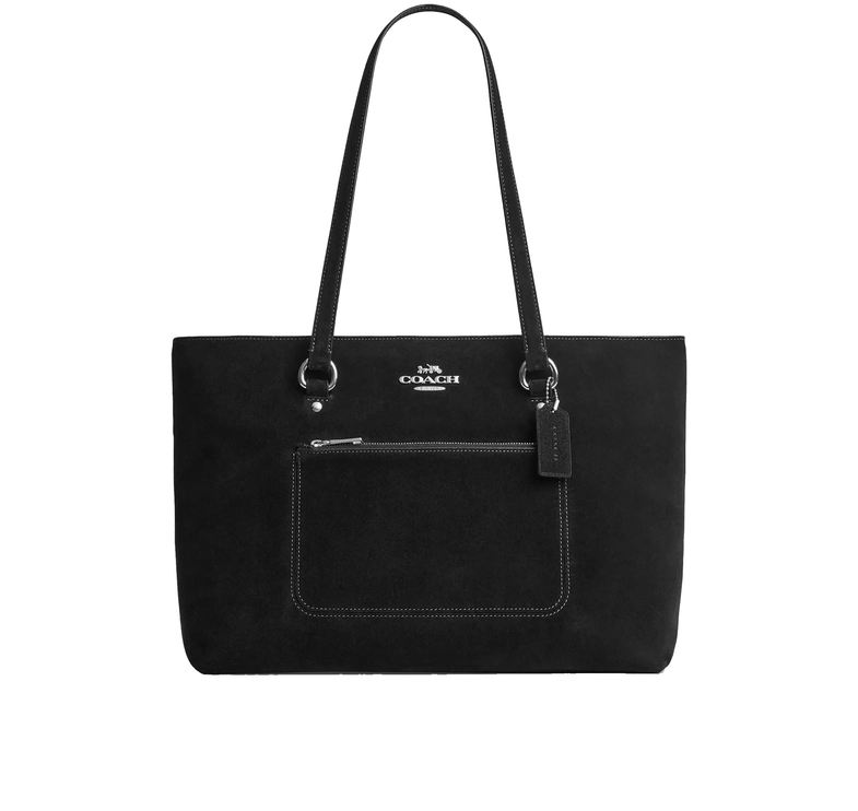 Coach Women's Station Tote Bag Suede/Silver/Black